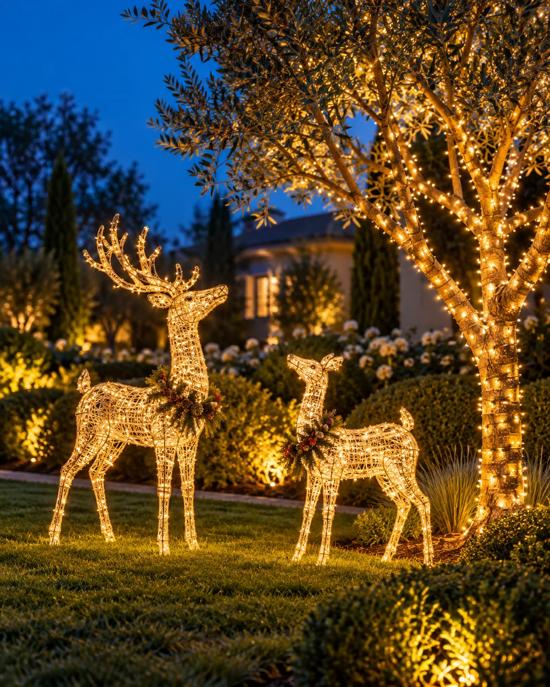 Illustrative holiday trees & yard decor
