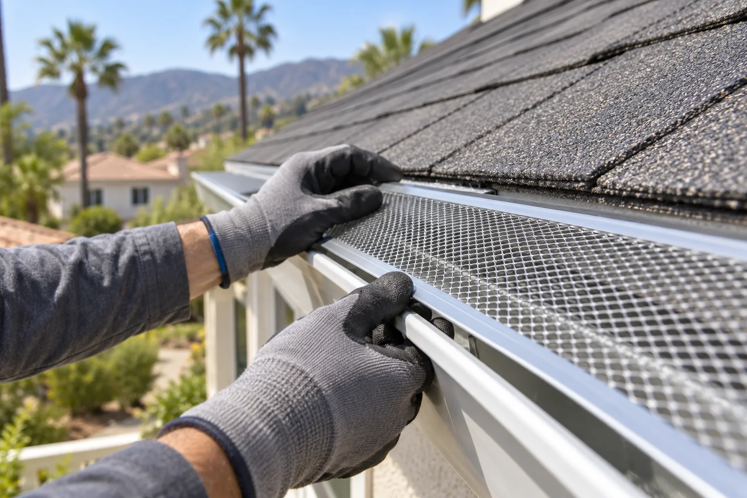 Illustrative gutter guard installation