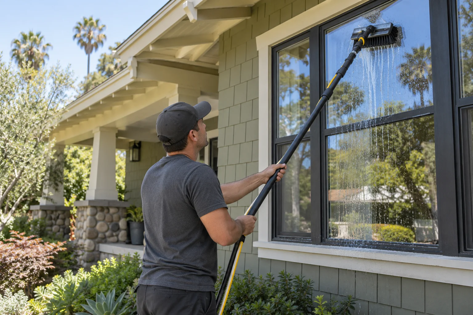 Illustrative window cleaning in progress